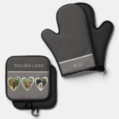 Beste hond vader liefhebber & 3 hond foto ovenwant & pannenlap set (Voorkant / Achterkant)