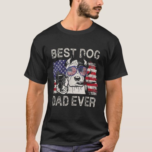 Beste hond vader ooit Amerikaanse vlag op 4 juli T-shirt (Voorkant)