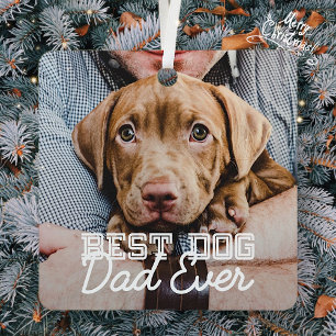 Beste hond vader ooit Modern Aangepast Pet Foto Metalen Ornament