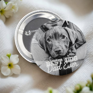 Beste hond vader ooit Modern Aangepast Pet Foto Ronde Button 5,7 Cm