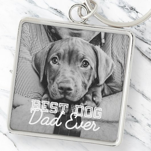 Beste hond vader ooit Modern Aangepast Pet Foto Sleutelhanger