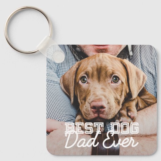 Beste hond vader ooit Modern Aangepast Pet Foto Sleutelhanger (Voorkant)