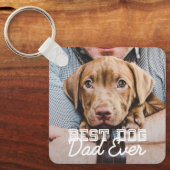 Beste hond vader ooit Modern Aangepast Pet Foto Sleutelhanger (Voorkant)
