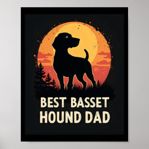 Beste hond vader papa - Vintage Basset Hound T-shi Poster