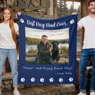 Beste hond vader poten blauwe huisdier foto fleece deken