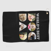 Beste hond van de wereld 6 Foto Collage Black Golfhanddoek (Horizontaal)