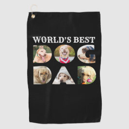 Beste hond van de wereld 6 Foto Collage Black Golfhanddoek