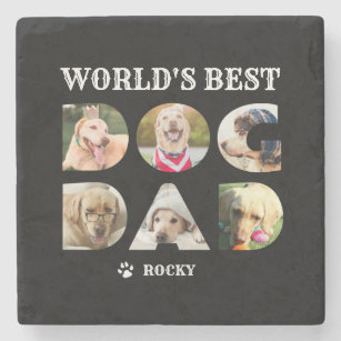 Beste hond van de wereld 6 Foto Collage Black Stenen Onderzetter