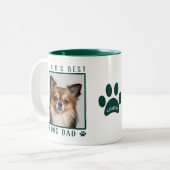 Beste hond van de wereld Fotonaam schildert groen  Tweekleurige Koffiemok (Voorkant links)