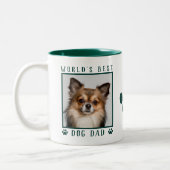 Beste hond van de wereld Fotonaam schildert groen  Tweekleurige Koffiemok (Links)
