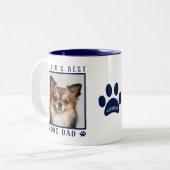 Beste hond van de wereld Fotonaam schildert marine Tweekleurige Koffiemok (Voorkant links)