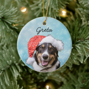 Beste hondenfoto huisdier portret kat sneeuw Kerst Keramisch Ornament
