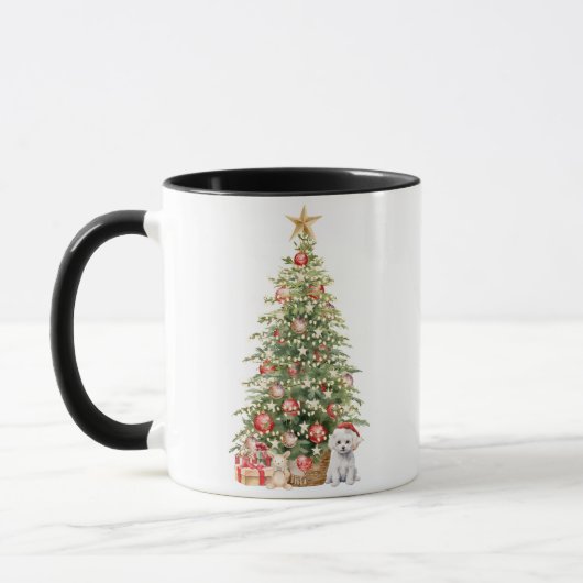 Beste Hondenmoeder Ooit Waterverf Kerst Bichon Mok (Links)
