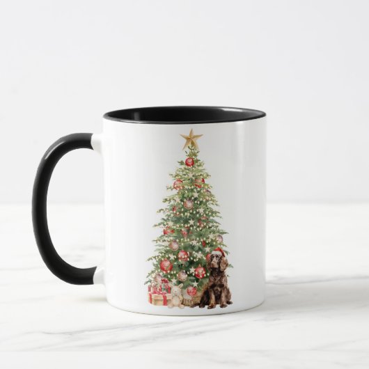 Beste Hondenmoeder Ooit Waterverf Kerst Spaniel Mok (Links)