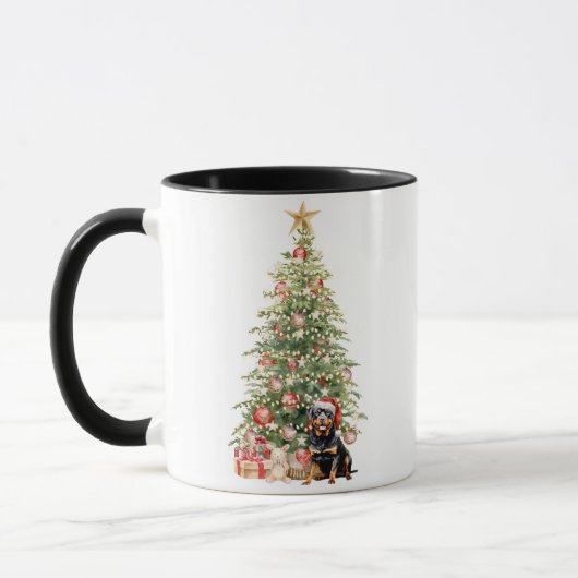 Beste Hondenmoeder Ooit Waterverf Kerstmis Rottwei Mok (Links)