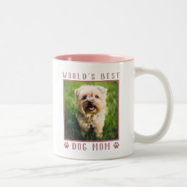 Beste Hondenmoeder ter Wereld Roze Pootafdrukken H Tweekleurige Koffiemok