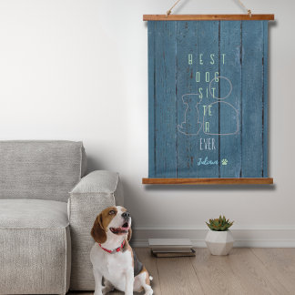 Beste hondenoppas ooit houten wandtapijt hangend wandkleed