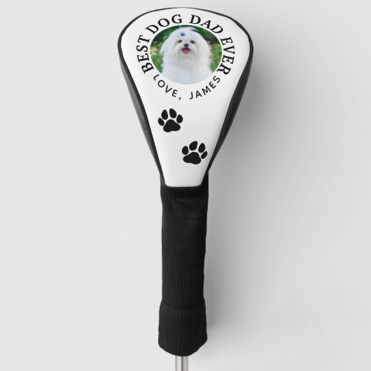 Beste HONDENPAPA Ooit Huisdier Foto Golfheadcover (Voorkant)