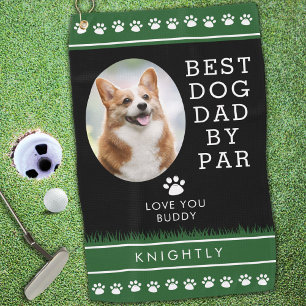 BESTE HONDENPAPA VAN PAR Foto Pootafdrukken Persoo Golfhanddoek
