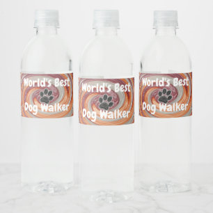 Beste Hondenuitlater Ter Wereld Groovy Pootafdruk Waterfles Etiket