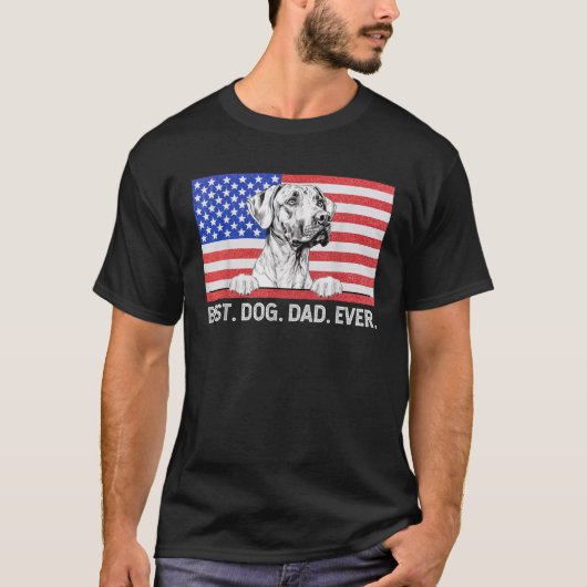 Beste hondenvader ooit Amerikaanse vlag Rhodesian T-shirt (Voorkant)