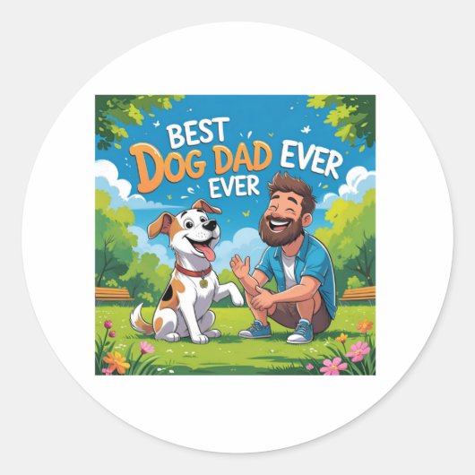 Beste hondenvader ooit Cartoon grote Sticker (Voorkant)