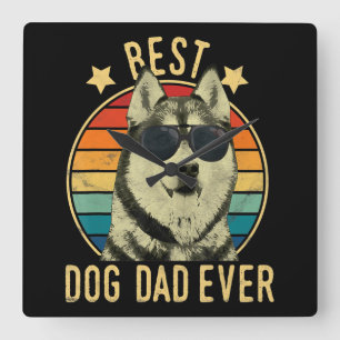 Beste hondenvader ooit Gift for siberian husky d Vierkante Klok
