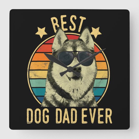 Beste hondenvader ooit | Gift for siberian husky d Vierkante Klok (Voorkant)