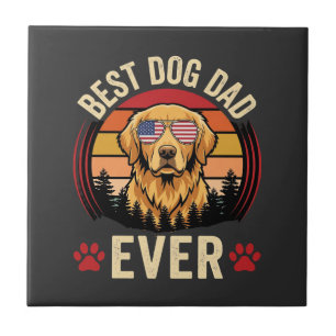Beste hondenvader ooit Retro Golden Retriever Tegeltje