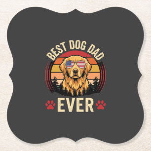 Beste hondenvader ooit Retro Goud Retriever Kartonnen Onderzetters