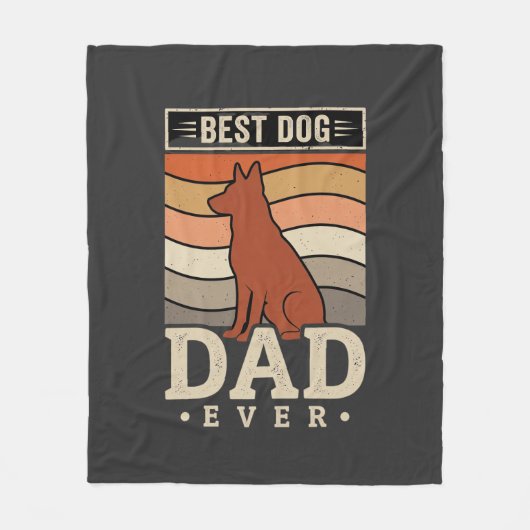 Beste hondenvader ooit Retro silhouet Fleece Deken (Voorkant)