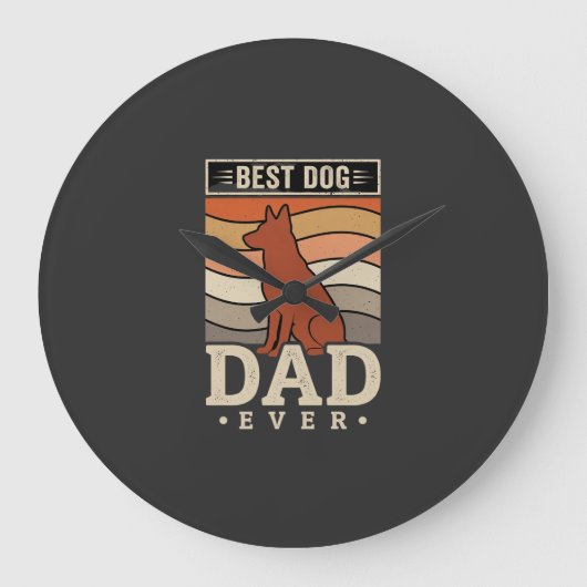 Beste hondenvader ooit Retro silhouet Grote Klok (Voorkant)