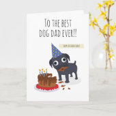 Beste hondenvader ooit, taart, grappige zwarte hum kaart (Gele Bloem)