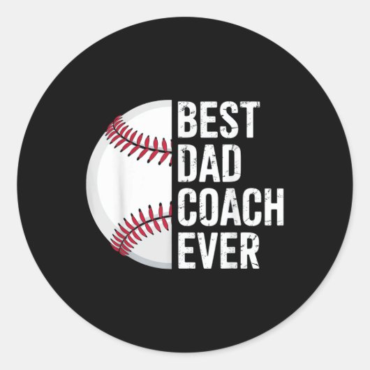 Beste honkbal vader coach ooit retro vader honkbal ronde sticker (Voorkant)