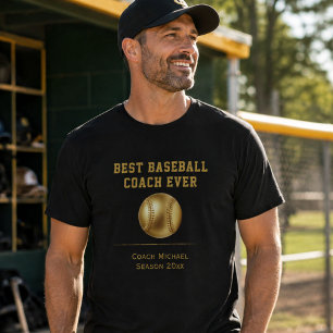 Beste Honkbalcoach Ooit Elegant Zwart Goud Cadeau T-shirt