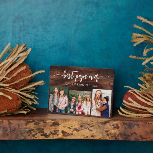 Beste Hout Papa Opa Kleinkinderen Foto Collage Fotoplaat (Zijkant)