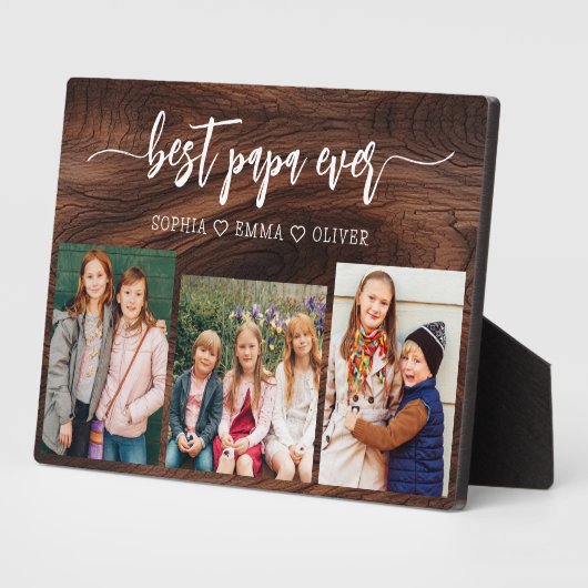 Beste Hout Papa Opa Kleinkinderen Foto Collage Fotoplaat (Zijkant)