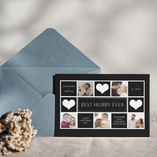 Beste Hubby ooit fotocollage minimalist Feestdagenkaart