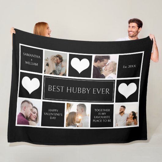 Beste Hubby ooit fotocollage minimalist Fleece Deken (In situ)