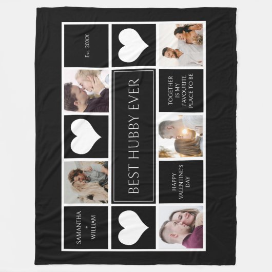 Beste Hubby ooit fotocollage minimalist Fleece Deken (Voorkant)
