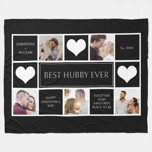 Beste Hubby ooit fotocollage minimalist Fleece Deken (Voorkant (Horizontaal))