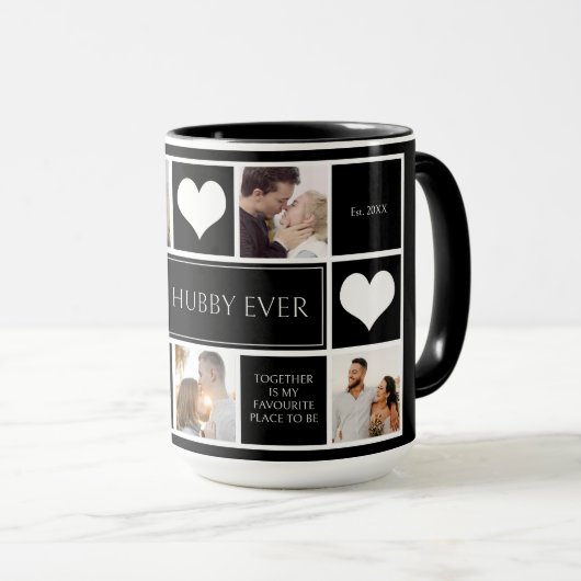 Beste Hubby ooit fotocollage minimalist Mok (Voorkant rechts)