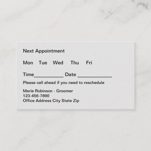 Beste huisdier Grooming Afspraak Kaarten Ontwerp Afsprakenkaartje (Achterkant)