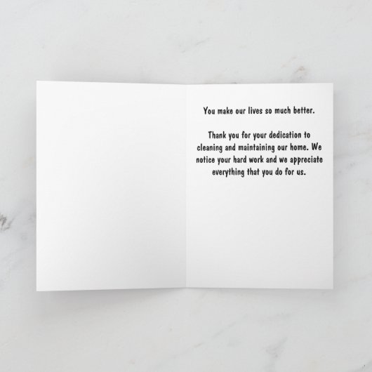 Beste huishoudster bedankkaart (Binnen)