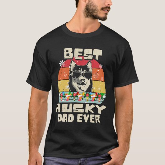 Beste husky vader ooit retro kerst t-shirt (Voorkant)