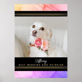 Beste huwelijks-honden-foto-sjabloon Roze Paars ge Poster