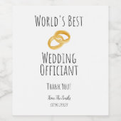 Beste huwelijksfunctionaris ter wereld - Dank je c Wijn Etiket (Enkel label)