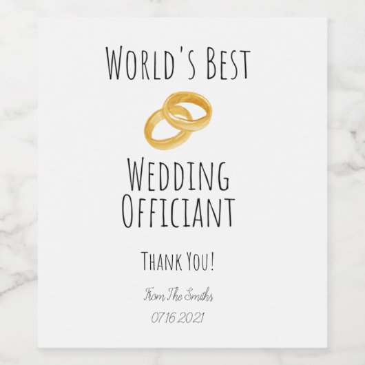 Beste huwelijksfunctionaris ter wereld - Dank je c Wijn Etiket (Enkel label)