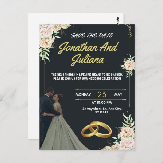 Beste huwelijksuitnodiging model vindt u hier briefkaart (Voorkant / Achterkant)