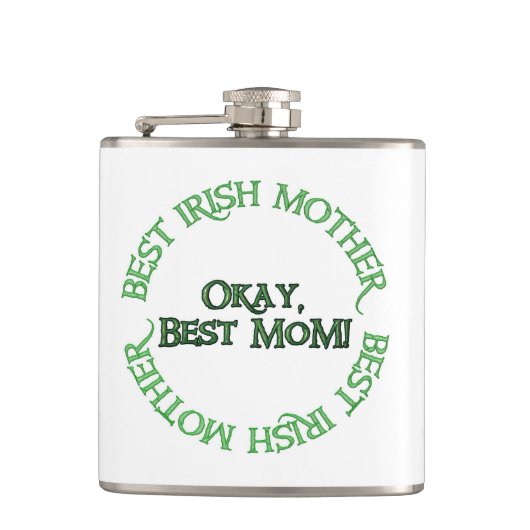 Beste Ierse moeder witte verpakte fles Heupfles (Voorkant)